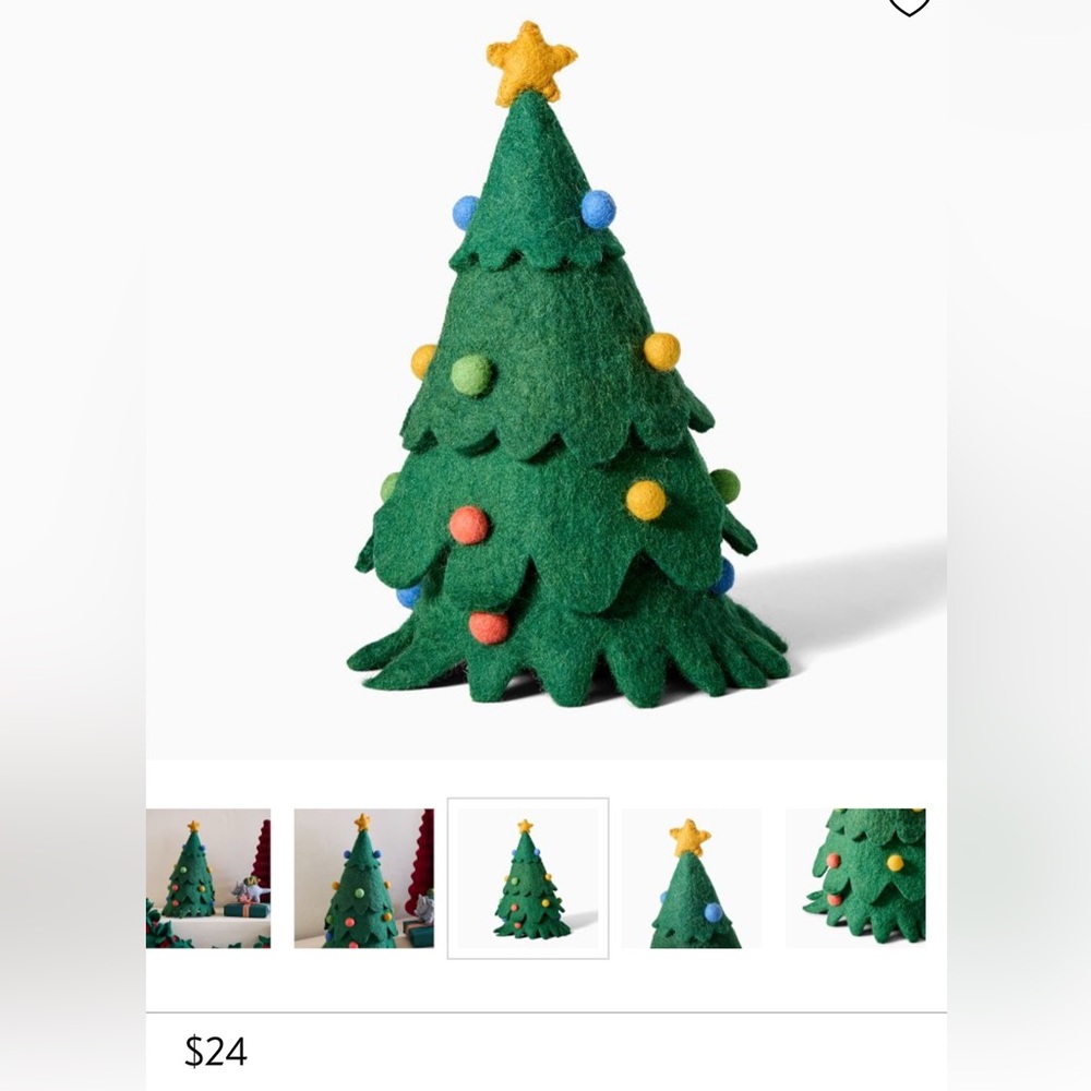 Festive Kids Tabletop Green Christmas Tree with Colorful Ornaments